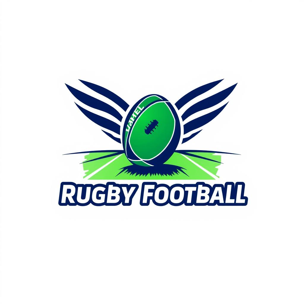 A creative interpretation of a Rugby Football League logo featuring a stylized rugby ball at the center, surrounded by dynamic lines to convey motion and energy