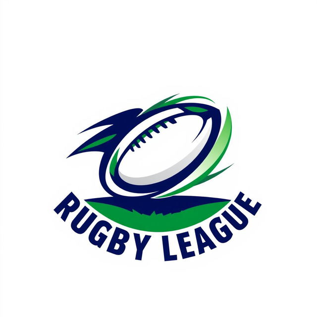 A creative interpretation of a Rugby Football League logo featuring a stylized rugby ball at the center, surrounded by dynamic lines to convey motion and energy