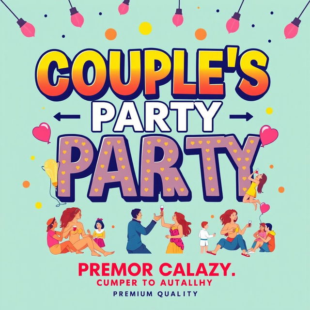 A vibrant and engaging poster promoting a couple's party, featuring an inviting atmosphere with bold typography that captures attention