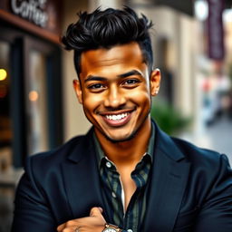 A stylized portrait of a confident and charismatic individual, showcasing their personality and unique style
