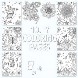 A collection of intricate and engaging coloring pages featuring a variety of themes, including whimsical animals, beautiful floral patterns, intricate mandalas, and enchanting landscapes