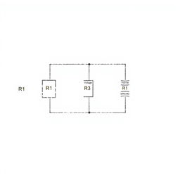 A detailed technical illustration of an electrical circuit diagram featuring three resistors connected in parallel