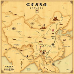 A detailed map illustration depicting the vast territories of the Tang Dynasty, showcasing its borders stretching across ancient China, including regions such as modern-day Tibet, Xinjiang, parts of Mongolia, and the Korean Peninsula
