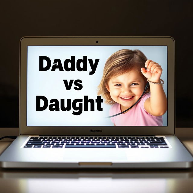 Through the writer’s eyes, we view a glowing laptop screen displaying the bold title ‘Daddy vs Daughter’