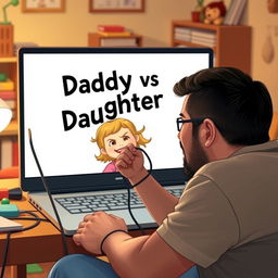 A heartwarming scene illustrating the interaction between a father and his playful daughter