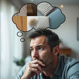 A man with a worried expression on his face, sitting thoughtfully