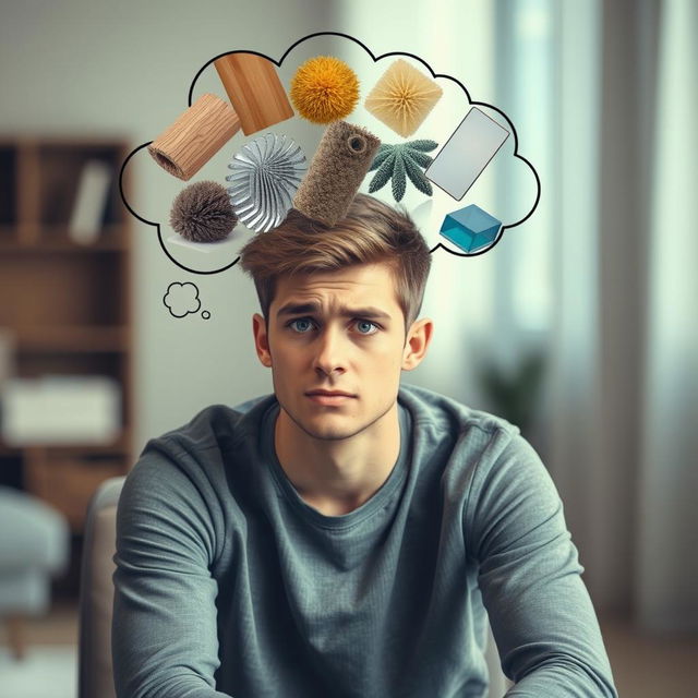 A young man with a worried expression on his face, sitting in a contemplative pose