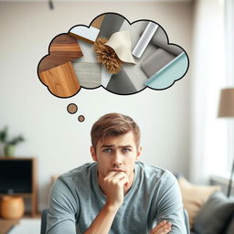 A young man with a worried expression on his face, sitting in a contemplative pose