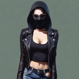 High-quality digital art of a sultry female bank robber