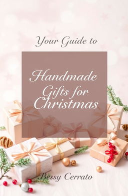 A sophisticated and delicate Christmas cover design themed 'Your Guide to Handmade Gifts for Christmas'