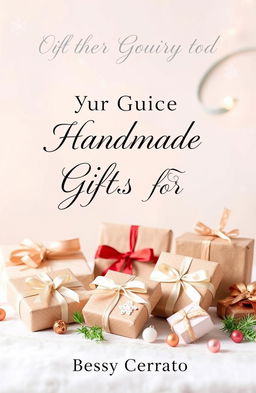 A sophisticated and delicate Christmas cover design themed 'Your Guide to Handmade Gifts for Christmas'