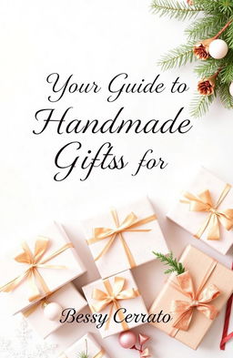 A sophisticated and delicate Christmas cover design themed 'Your Guide to Handmade Gifts for Christmas'