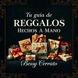 An elegant 'old money' style Christmas cover design themed 'Tu Guía de Regalos Hechos a Mano para Navidad'