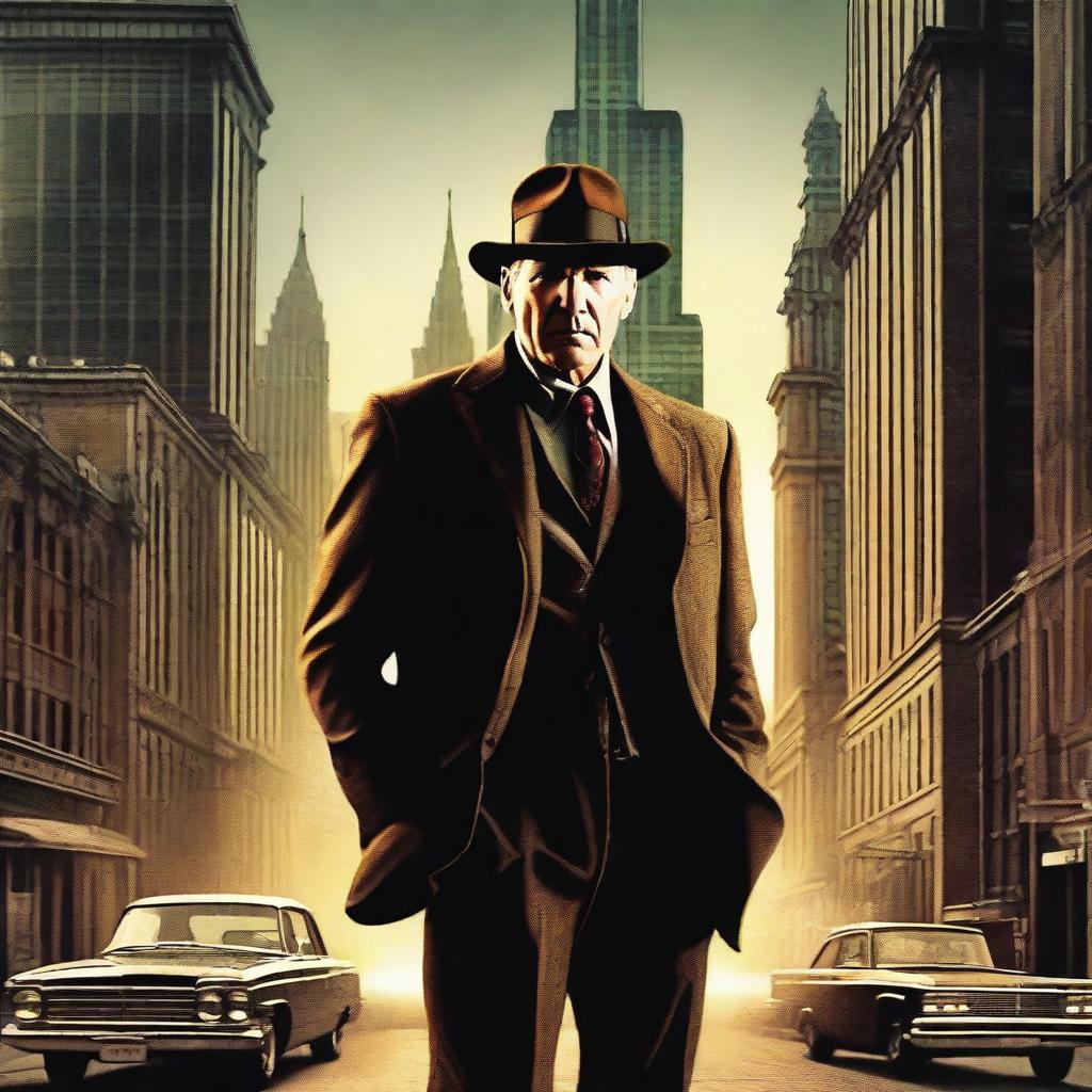 A high-quality digital art movie poster featuring Eddie Valiant, interpreted by Harrison Ford