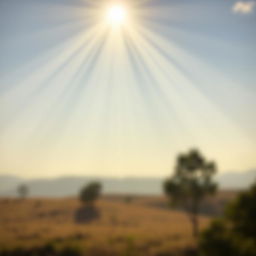 A breathtaking scene featuring sunlight streaming down from the center, creating radiant rays that illuminate the surroundings