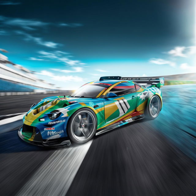 A high-quality digital art image of a race car representing Saint Kitts and Nevis