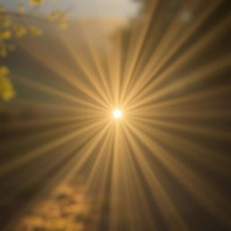 A breathtaking scene featuring sunlight streaming down from the center, creating radiant rays that illuminate the surroundings