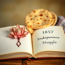 A creative composition featuring a beautiful symbol of a lotus flower intricately designed on a book