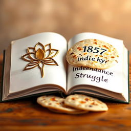 A creative composition featuring a beautiful symbol of a lotus flower intricately designed on a book
