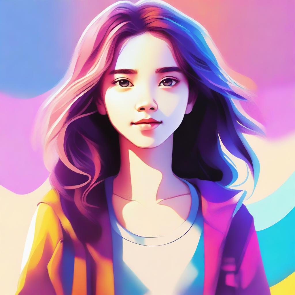 An image of a youthful girl, portrayed in a high-quality digital art style