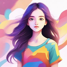 An image of a youthful girl, portrayed in a high-quality digital art style