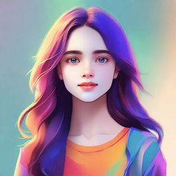 An image of a youthful girl, portrayed in a high-quality digital art style