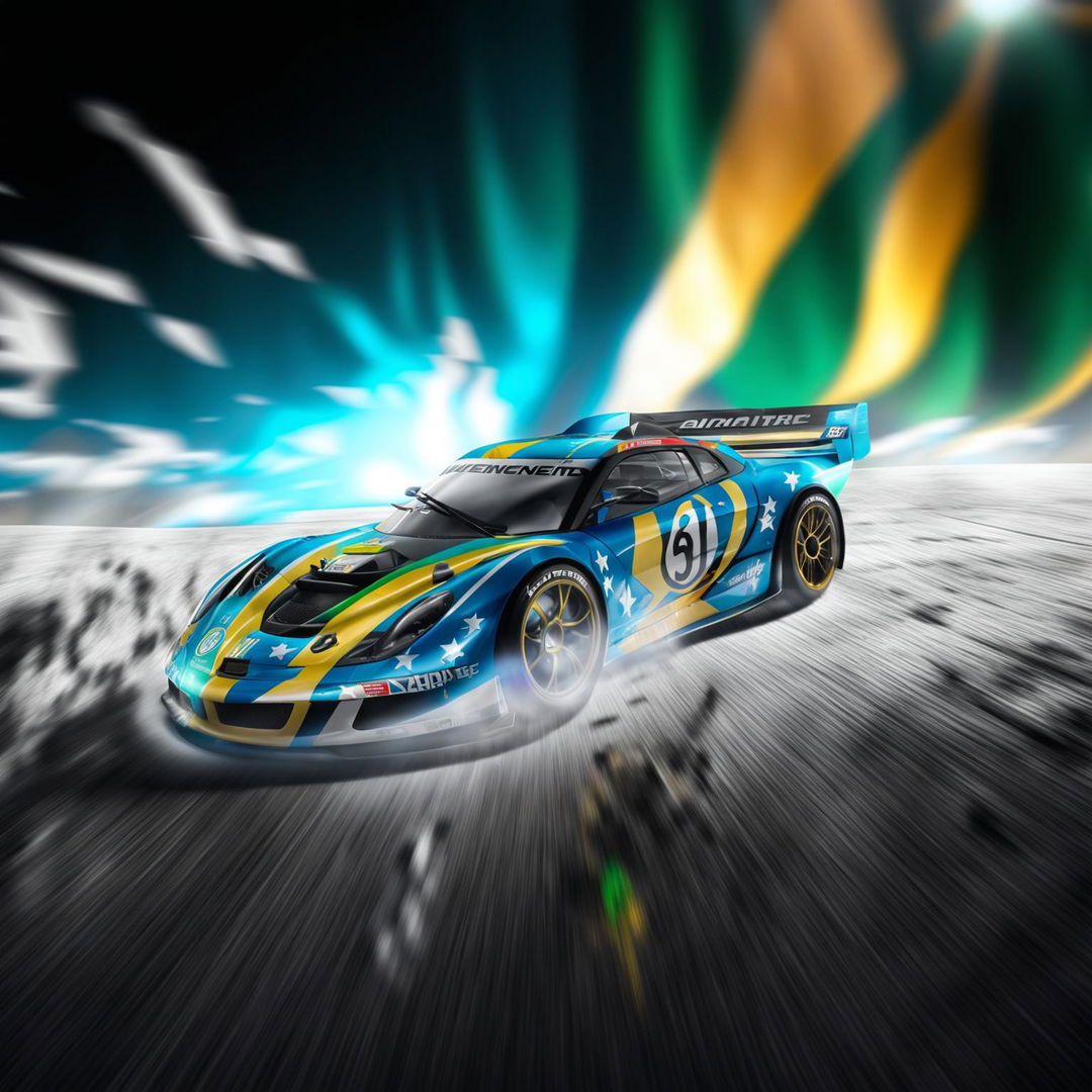 A high-quality digital art image of a race car representing Saint Vincent and the Grenadines