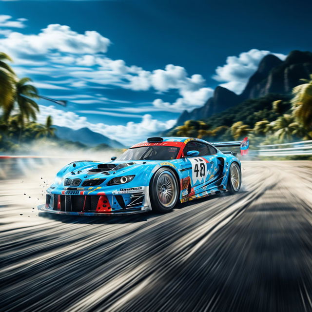 A high-quality digital art image of a race car representing Saint Lucia