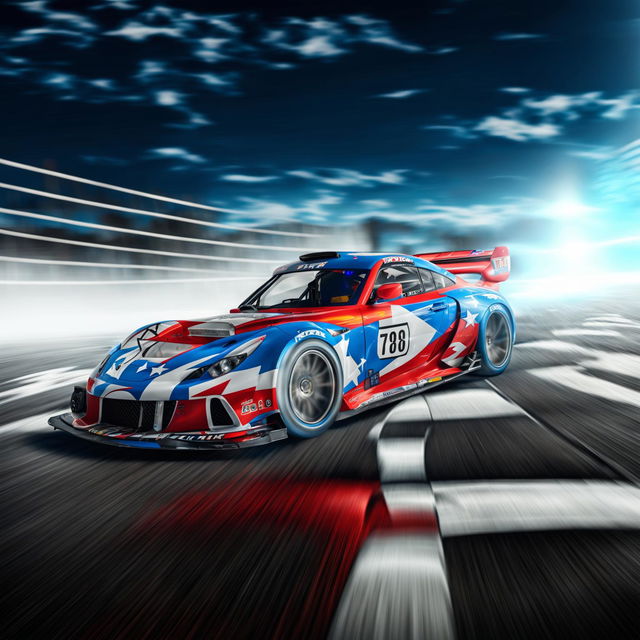 A high-quality digital art image of a race car representing Puerto Rico