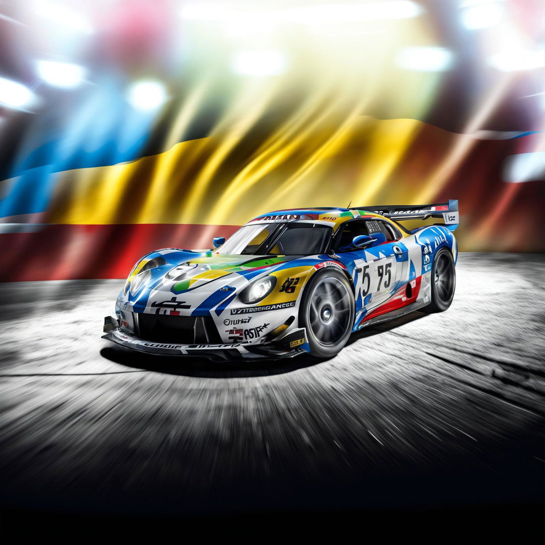 A high-quality digital art image of a race car representing Colombia