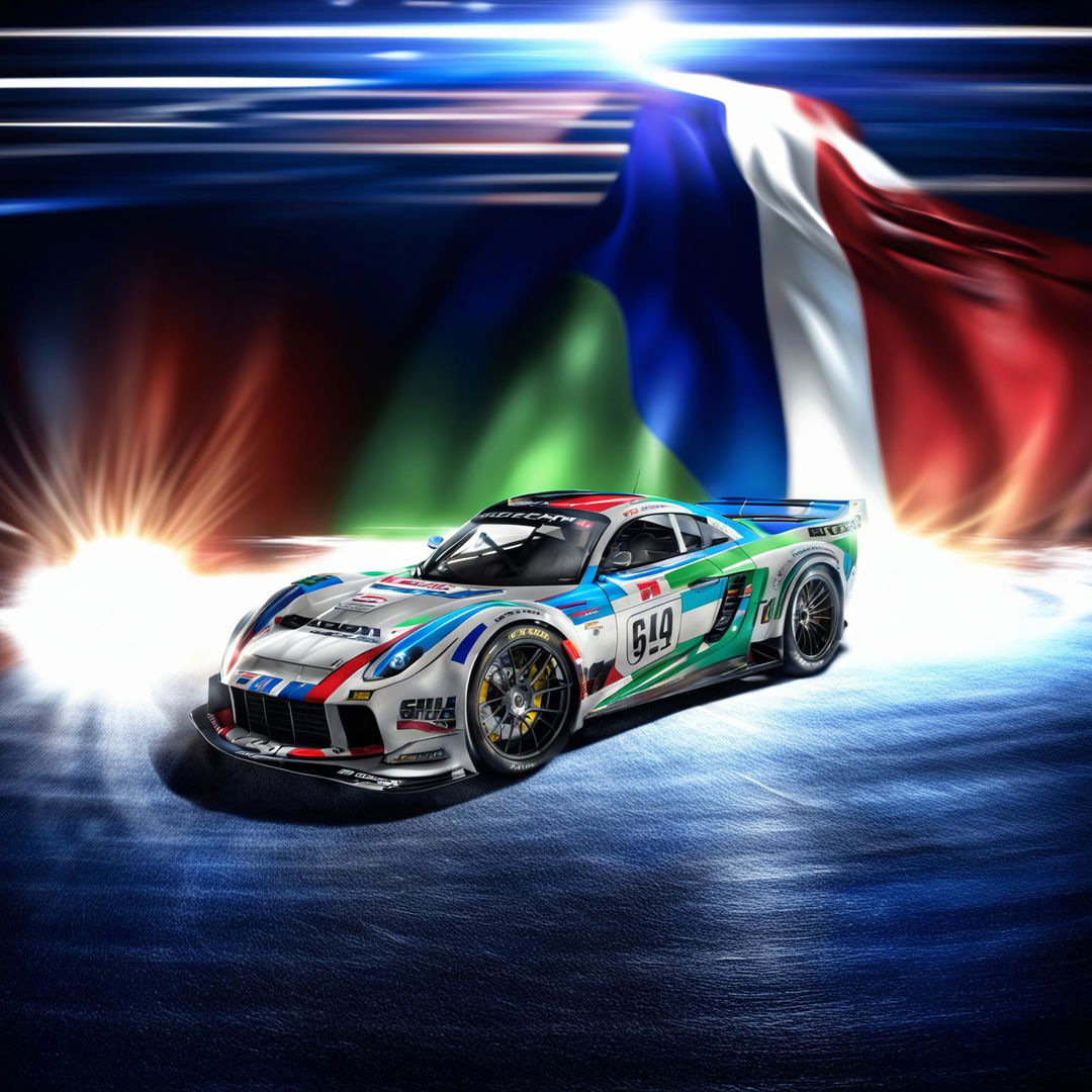 A high-quality digital art image of a race car representing French Guiana