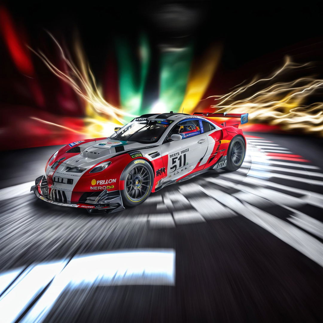 A high-quality digital art image of a race car representing Peru