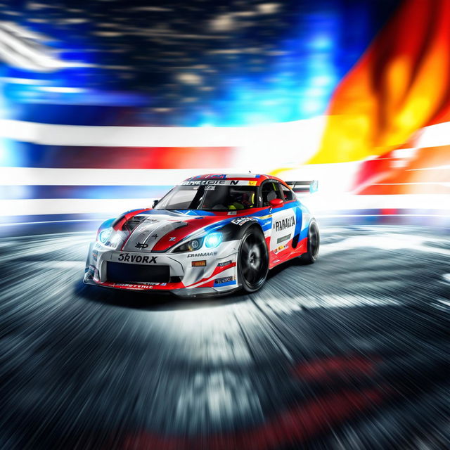 A high-quality digital art image of a race car representing Paraguay