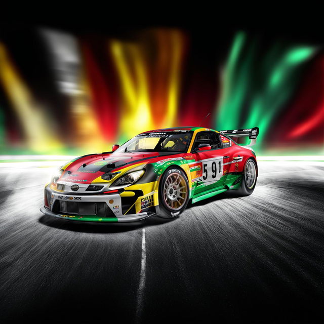 A high-quality digital art image of a race car representing Bolivia