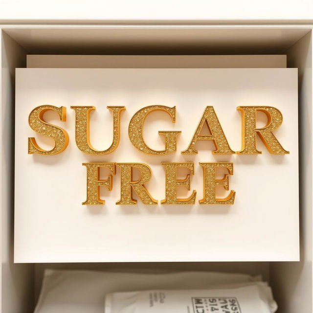 A striking product title for 'SUGAR FREE' designed for placement in a corner of a product display