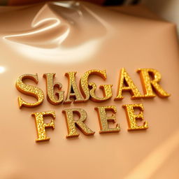A striking product title for 'SUGAR FREE' designed for placement in a corner of a product display