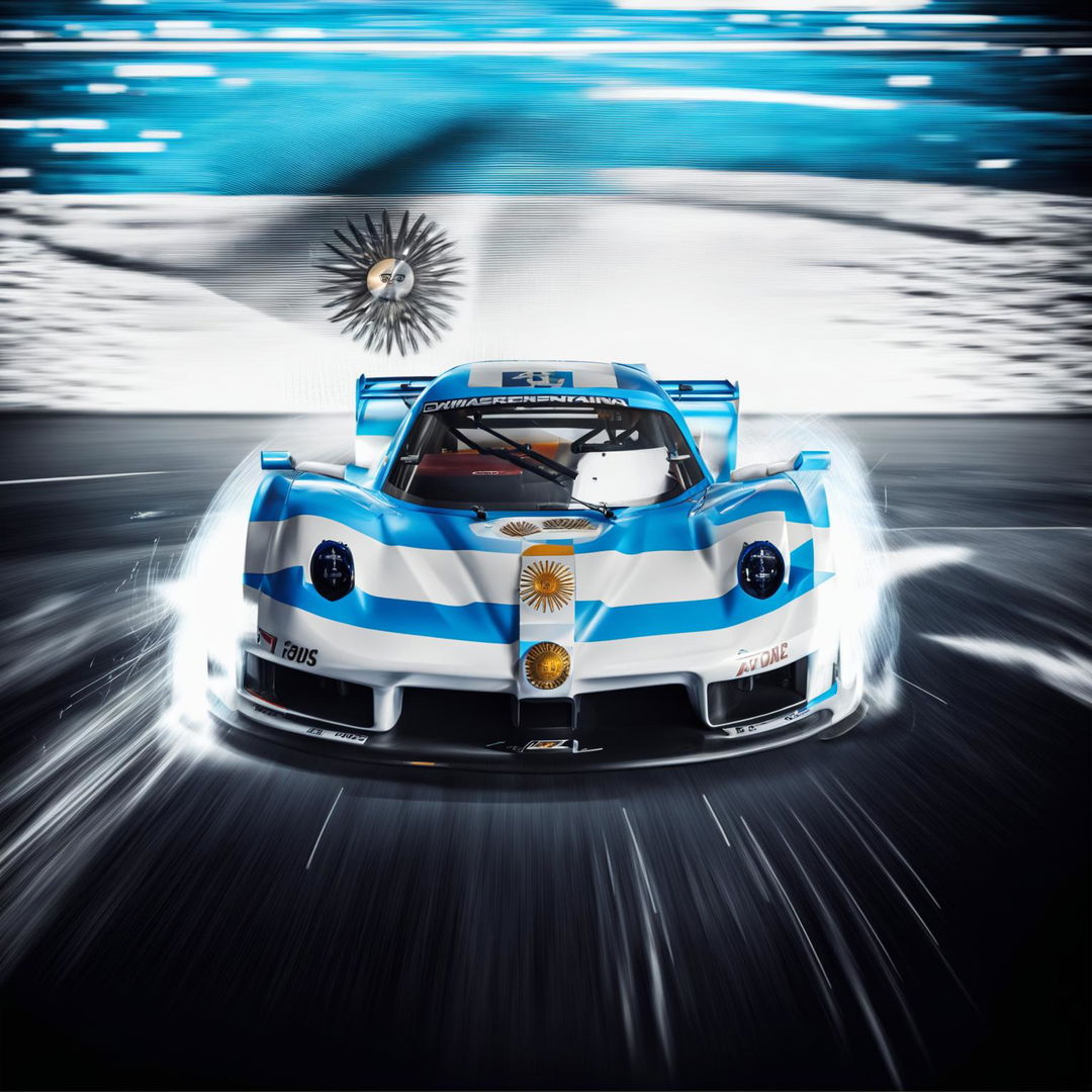 A high-quality digital art image of a race car representing Argentina