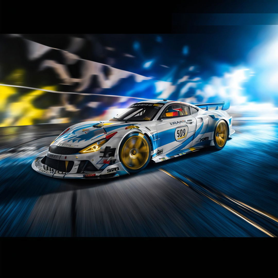 A high-quality digital art image of a race car representing Uruguay