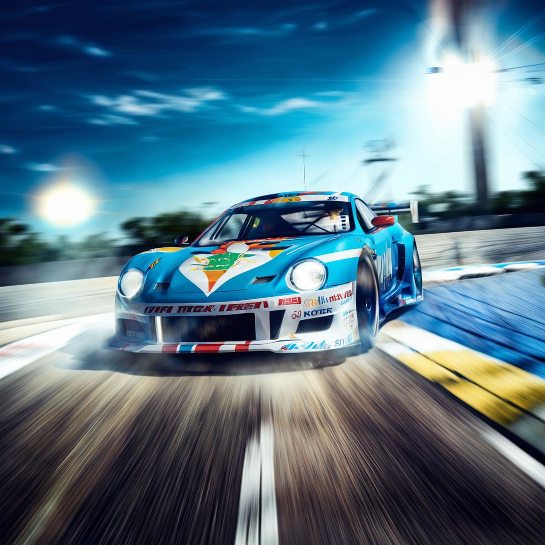 A high-quality digital art image of a race car representing the Turks and Caicos Islands