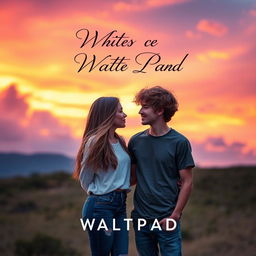 A captivating cover design for a Wattpad story featuring a young couple