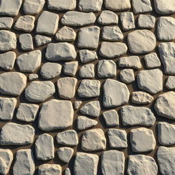 A highly detailed graphic of a stone floor, featuring various shades of gray and beige stones arranged in a classic cobblestone pattern