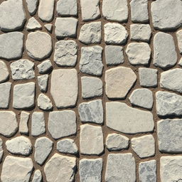 A highly detailed stone floor art texture showcasing various shades of grey and beige stones arranged in a beautiful mosaic pattern