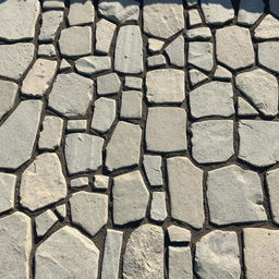 A highly detailed stone floor art texture showcasing various shades of grey and beige stones arranged in a beautiful mosaic pattern