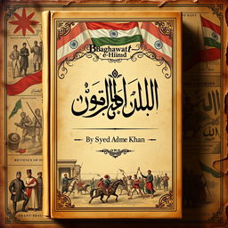 A captivating book cover titled 'Baghawat-e-Hind', authored by Syed Ahmad Khan, published in the year 1859