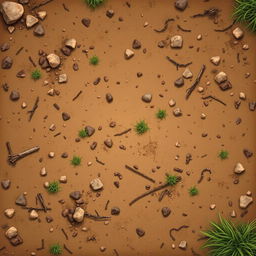 A detailed 2D dirt texture graphic art, showcasing a variety of earthy tones such as deep browns, light tans, and subtle greens
