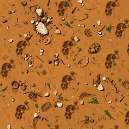 A detailed 2D dirt texture graphic art, showcasing a variety of earthy tones such as deep browns, light tans, and subtle greens
