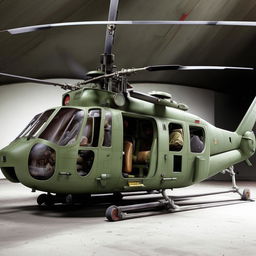 full length Rambo-style helicopter with gunner door open