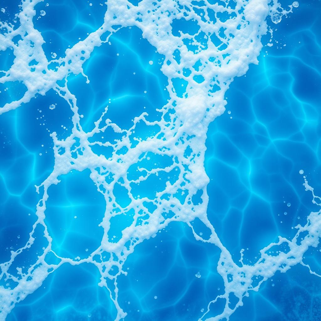 A highly detailed 64x64 pixel water texture, showcasing vibrant blue and turquoise shades blended with white foam