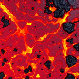 A detailed and vibrant lava texture, featuring swirling molten rock in a mix of fiery reds, oranges, and yellows