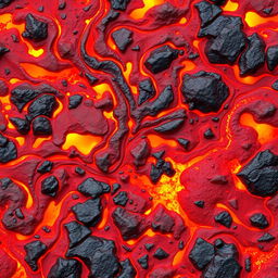 A detailed and vibrant lava texture, featuring swirling molten rock in a mix of fiery reds, oranges, and yellows